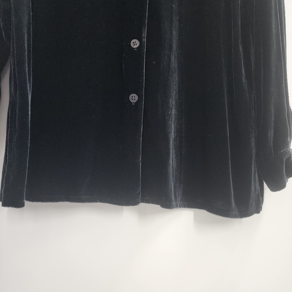 Eileen Fisher Velvet Classic Collar Long Shirt - Picture 9 of 9